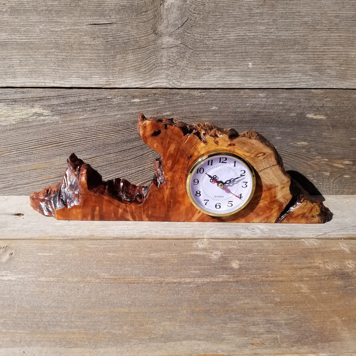 Redwood Burl Clock Table Shelf Mantle Desk Office Gifts for Men 2 Tone –  Happy Wood Products