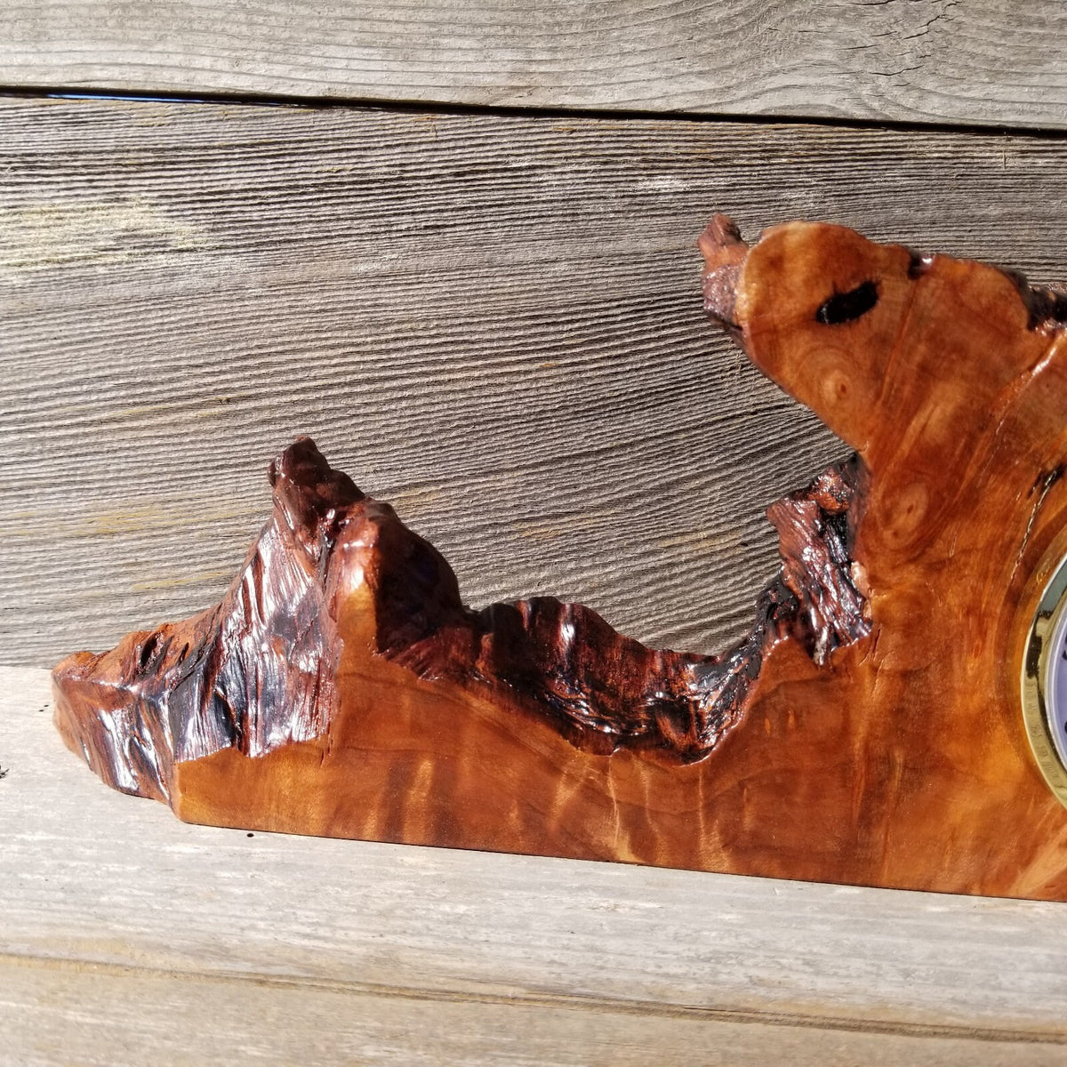 Redwood Burl Wood Clock Mantle Desk Office Gifts for Men 2 Tone