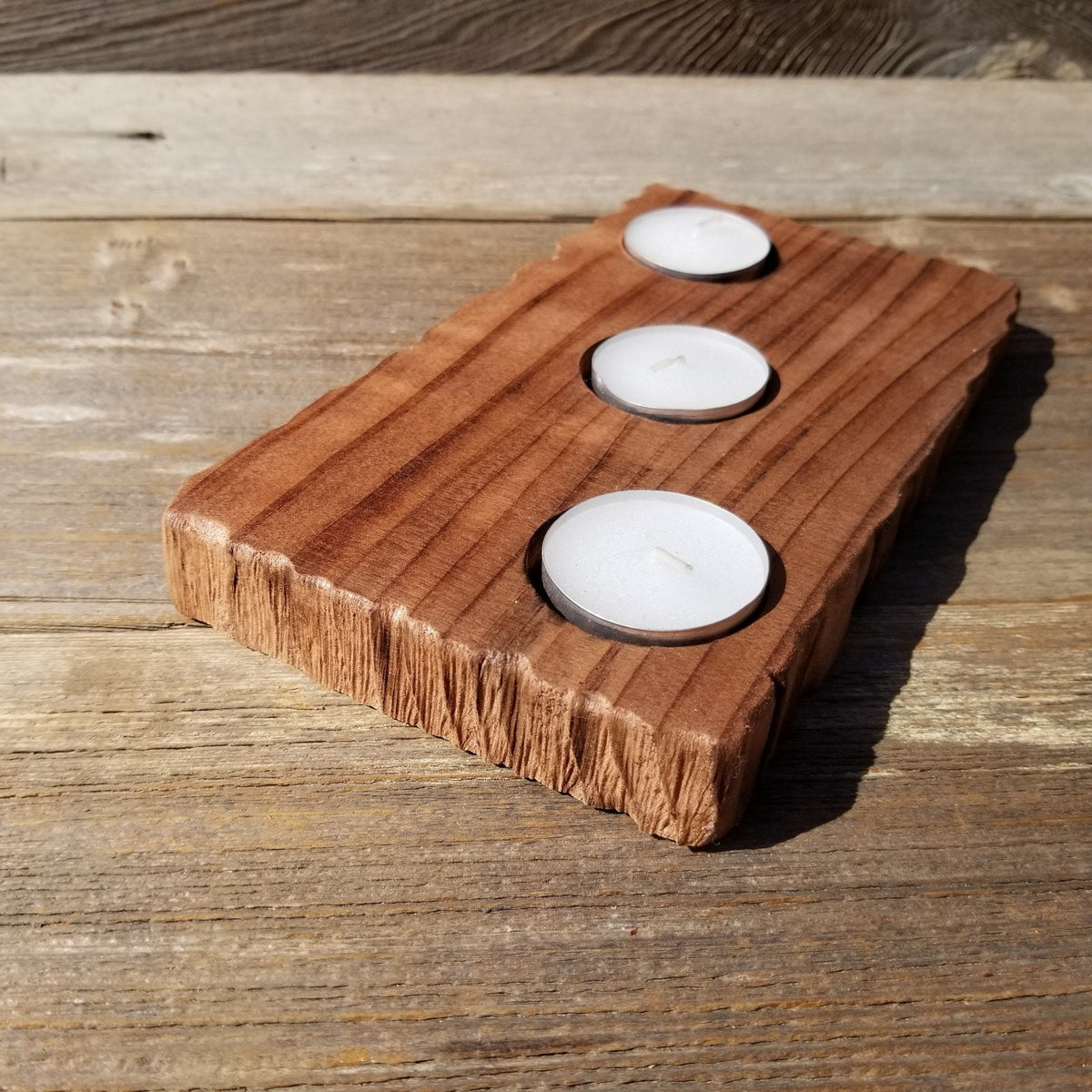 Tealight Candle Holder 3 Candles Wood Rustic Home Decor Handmade Wood –  Happy Wood Products