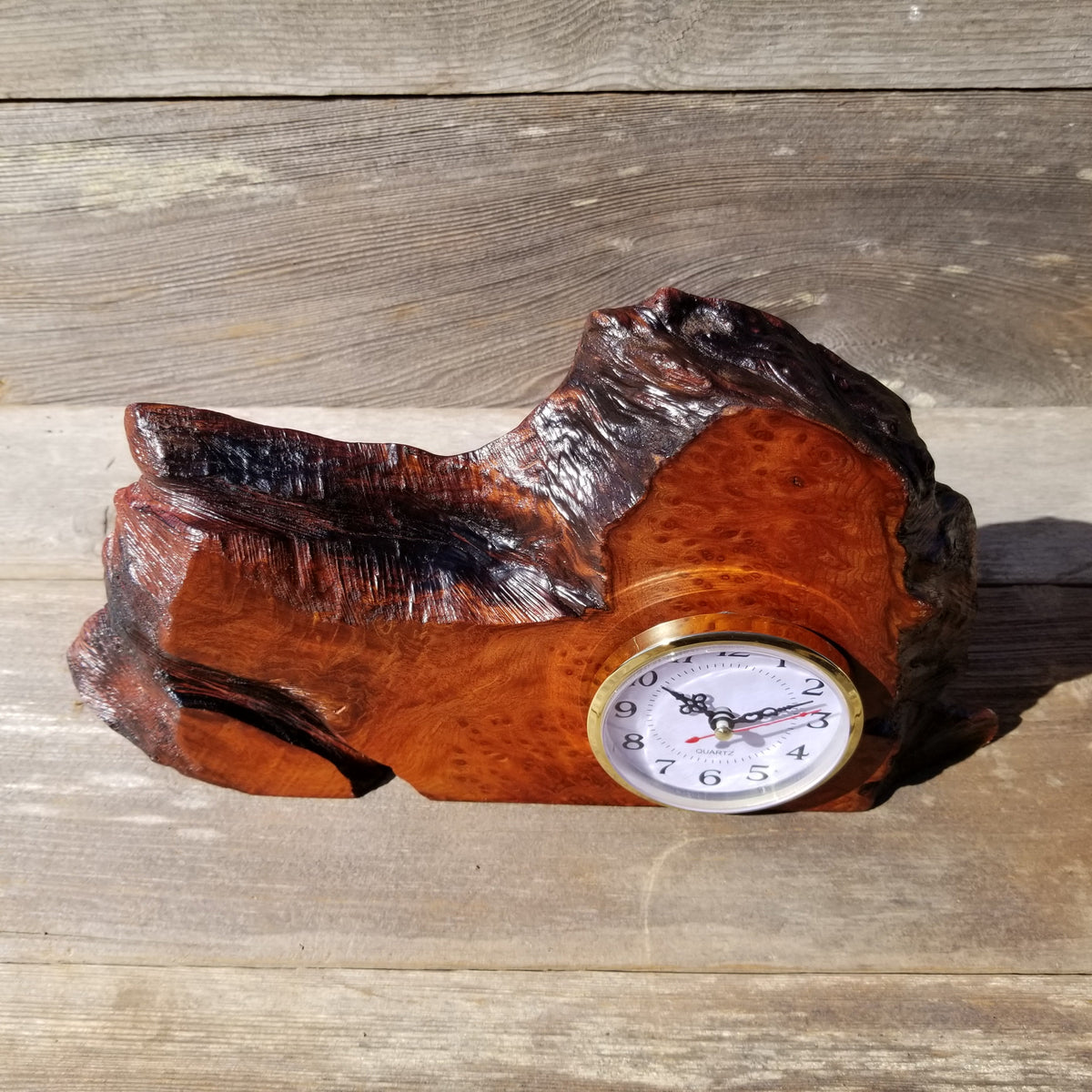 Redwood Burl Wood Clock Mantle Desk Office Gifts for Men 2 Tone Sittin –  Happy Wood Products