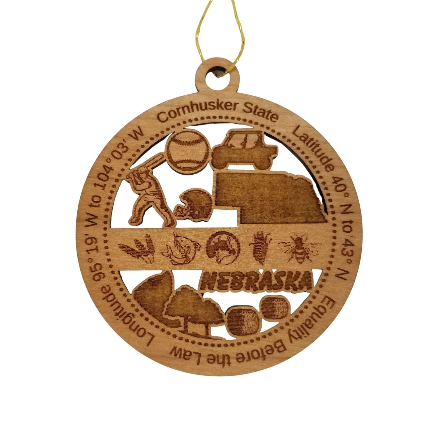 Wholesale Nebraska Wood Ornament - NE Souvenir - Handmade In the USA