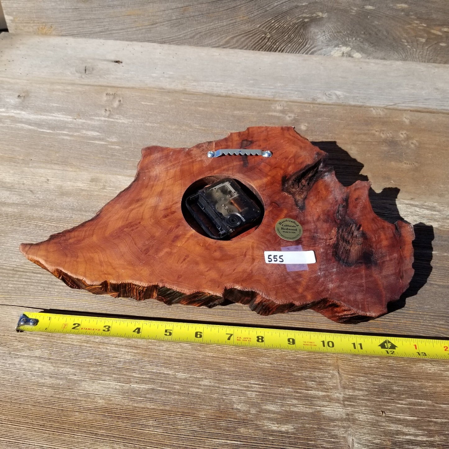 Wood Clock Wall Hanging Redwood Handmade Burl #555 Housewarming Gift Realtor Gift Redwood Burl Wall Clock Small