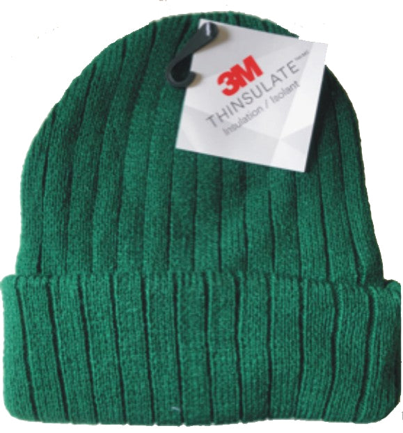 Thinsulate lined knit beanie. Black,  Khaki, Silver-Grey, Royal Blue, Navy, and Dark Green. - 0182-THIN