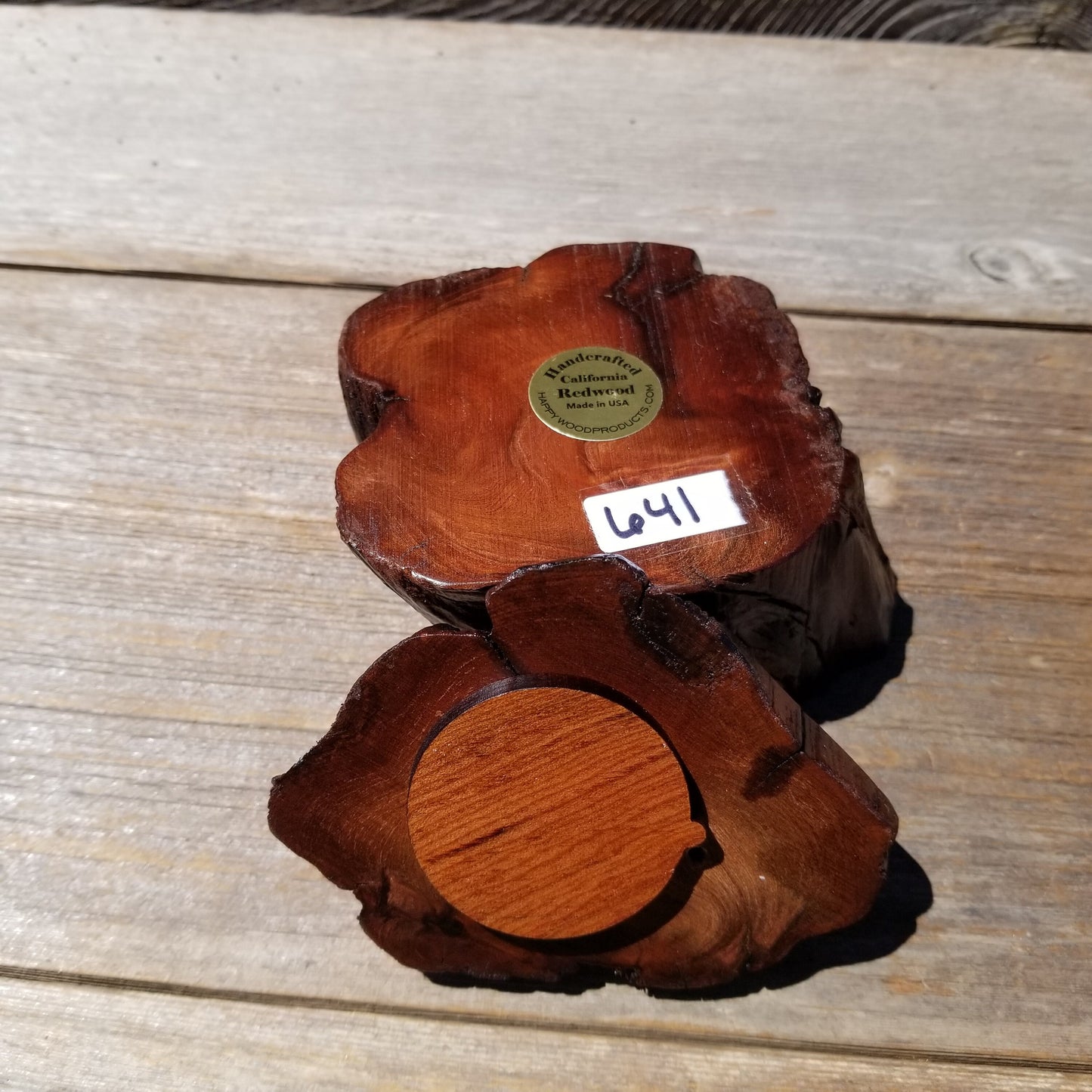 Wood Ring Box Redwood Rustic Handmade California #641 Storage Live Edge Mini Birthday Gift Christmas Gift Mother's Day Gift