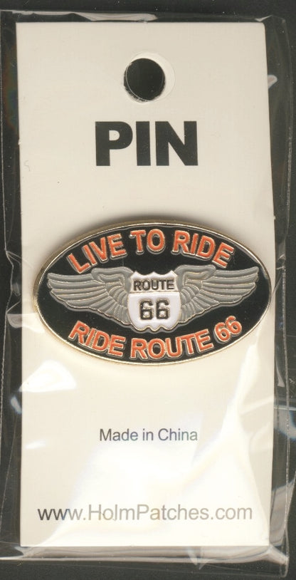 LIVE TO RIDE ROUTE 66 hat pin - 0475-0066-LIVE