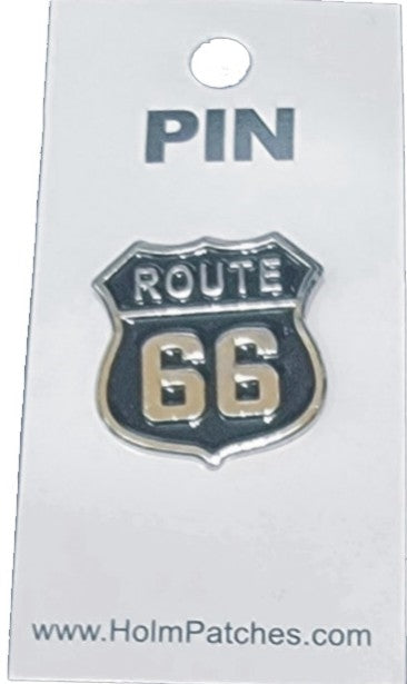 ROUTE 66 black hat lapel pin.