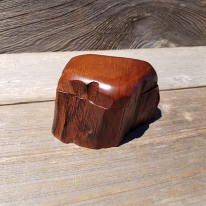 Wood Ring Box Redwood Rustic Handmade California Storage Live Edge Mini #635 Birthday Gift Christmas Gift Mother's Day Gift