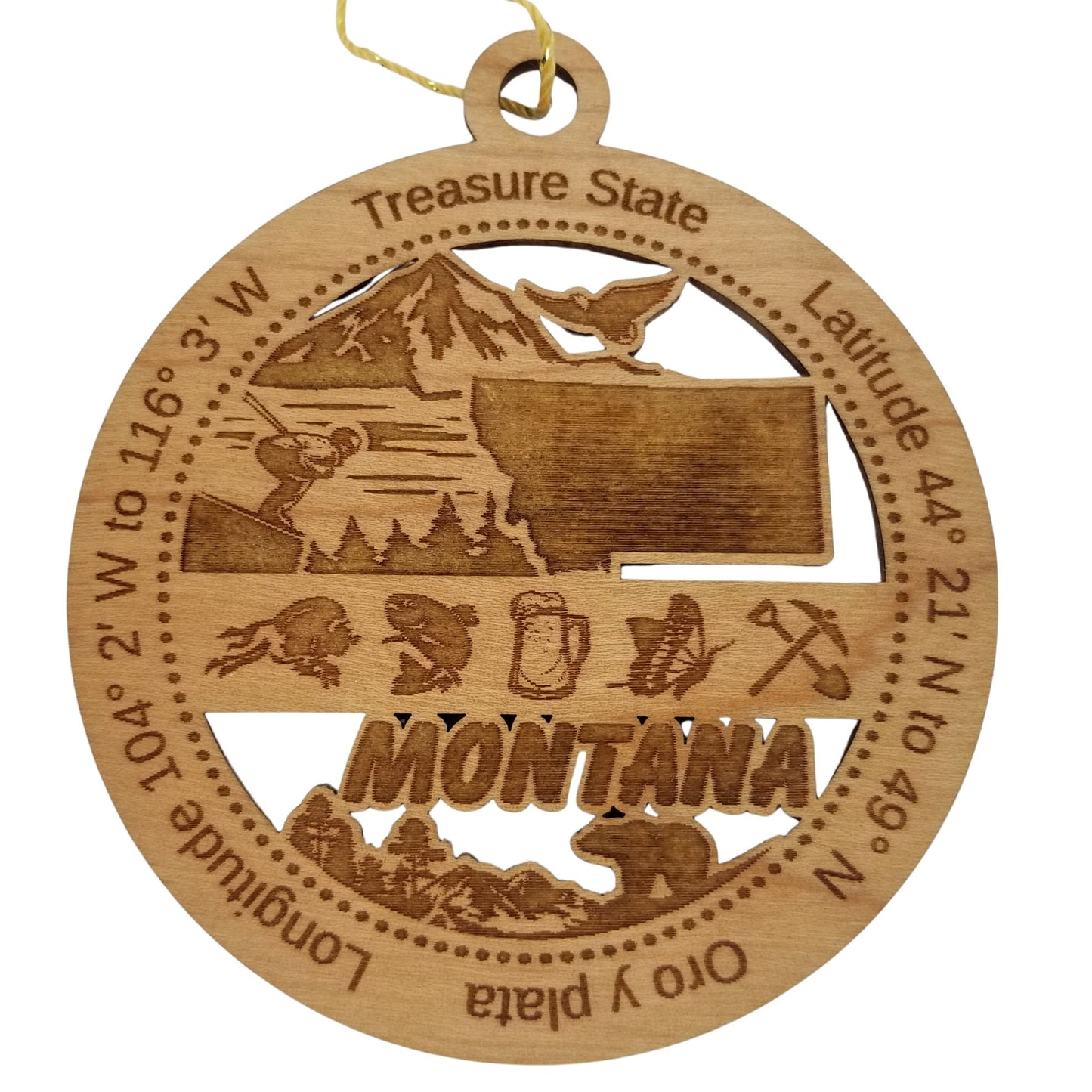 Wholesale Montana Wood Ornament - MT Souvenir - Handmade In The USA