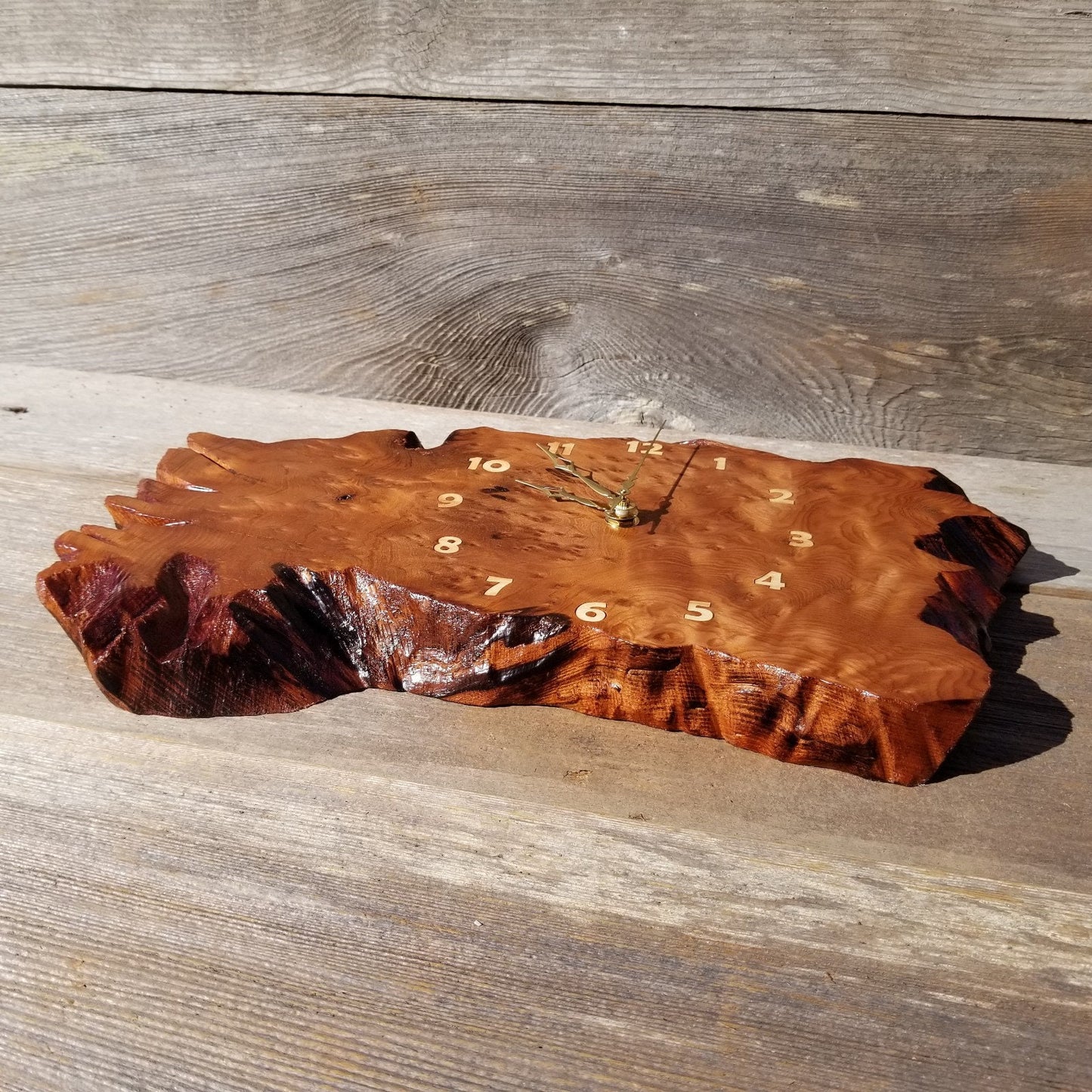 Wood Wall Clock Redwood Clock Handmade Wall Hanging Rustic Wedding Gift Burl Live Edge #553 Anniversary Small