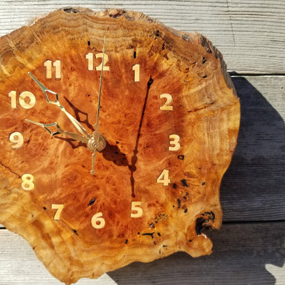 Wood Wall Clock Redwood Clock Handmade Wall Hanging Rustic Wedding Gift Burl Live Edge #556 Anniversary Small