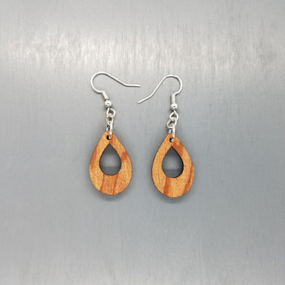 Wholesale Redwood Earrings - Cutout Teardrop Earrings - California Redwood Dangle Earrings - CA Souvenir Keepsake - Wood Earrings