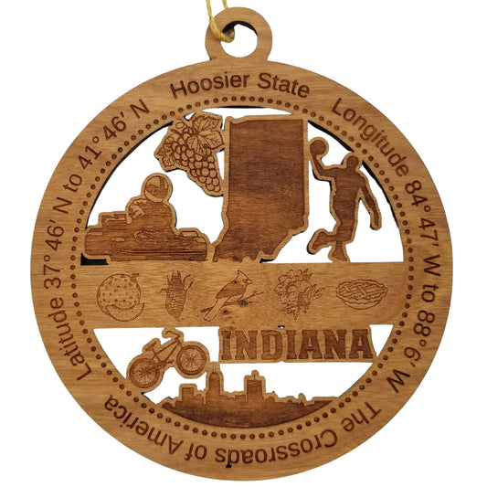 Wholesale Indiana Wood Ornament - IN Souvenir - Handmade