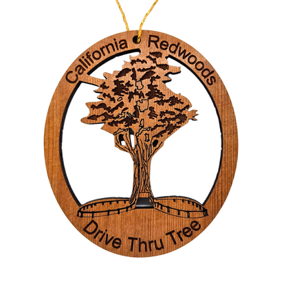 Drive Thru Tree Christmas Ornament Redwood Handmade Wood