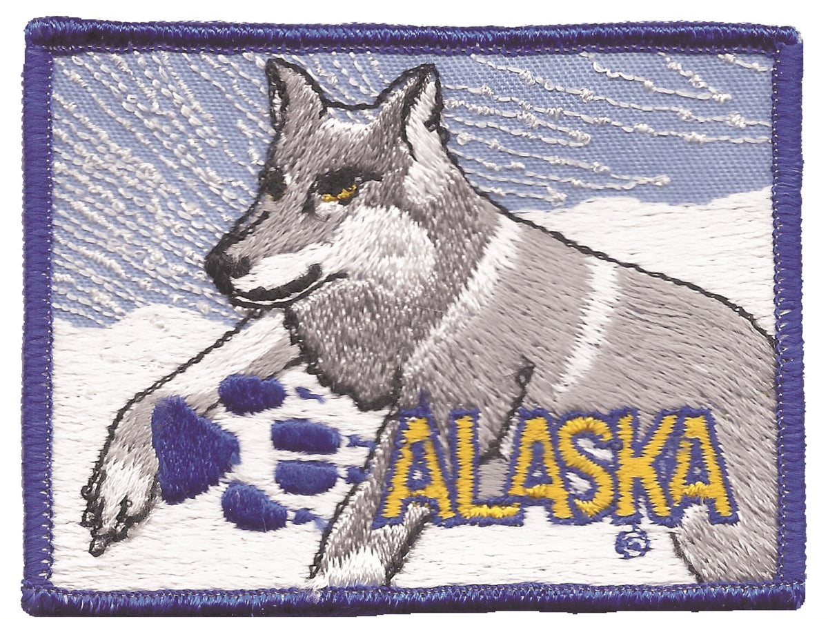 ALASKA wolf souvenir embroidered patch, AK