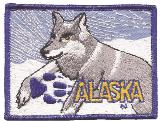 ALASKA wolf souvenir embroidered patch, AK