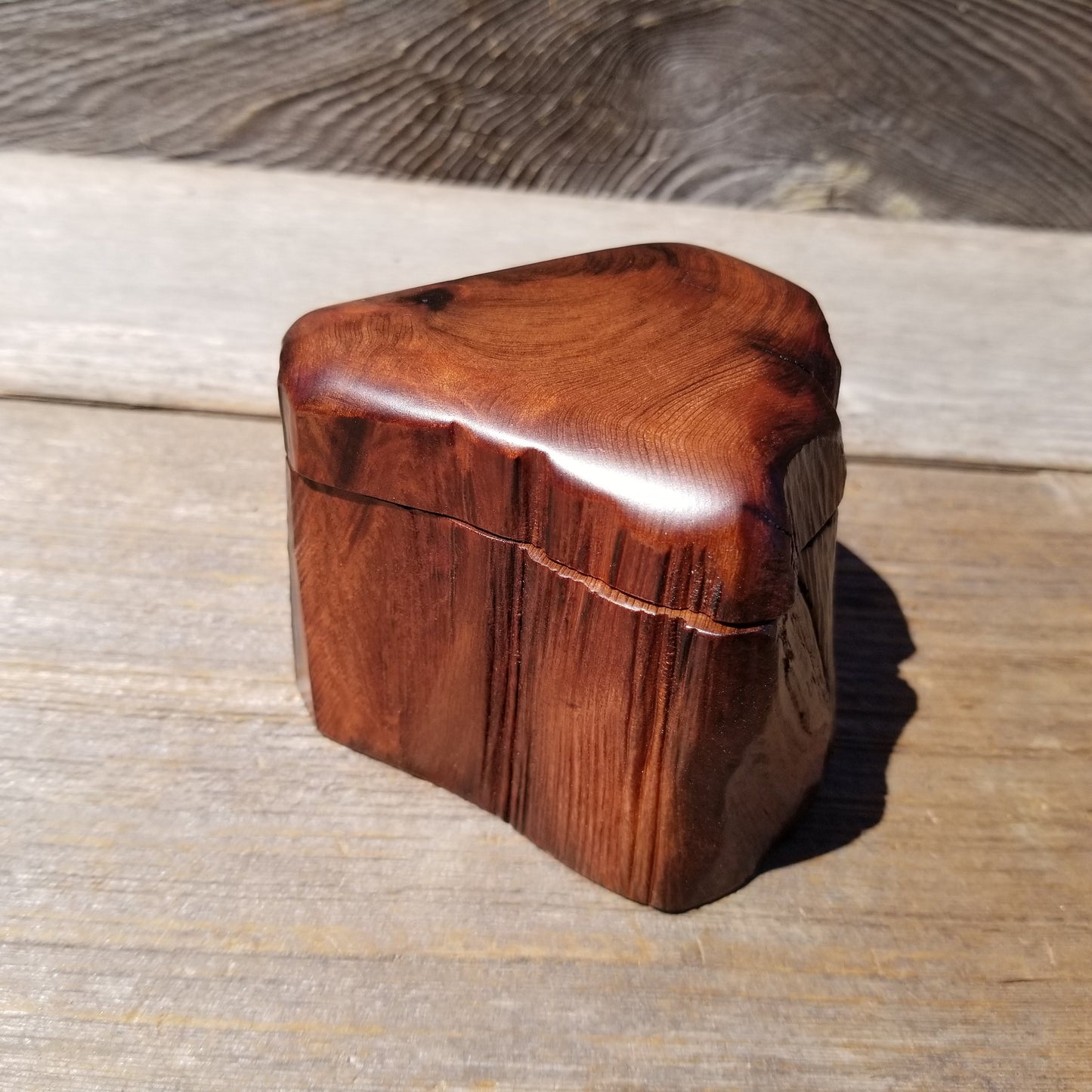 Wood Ring Box Redwood Rustic Handmade California #620 Storage Live Edge Mini Birthday Gift Christmas Gift Mother's Day Gift