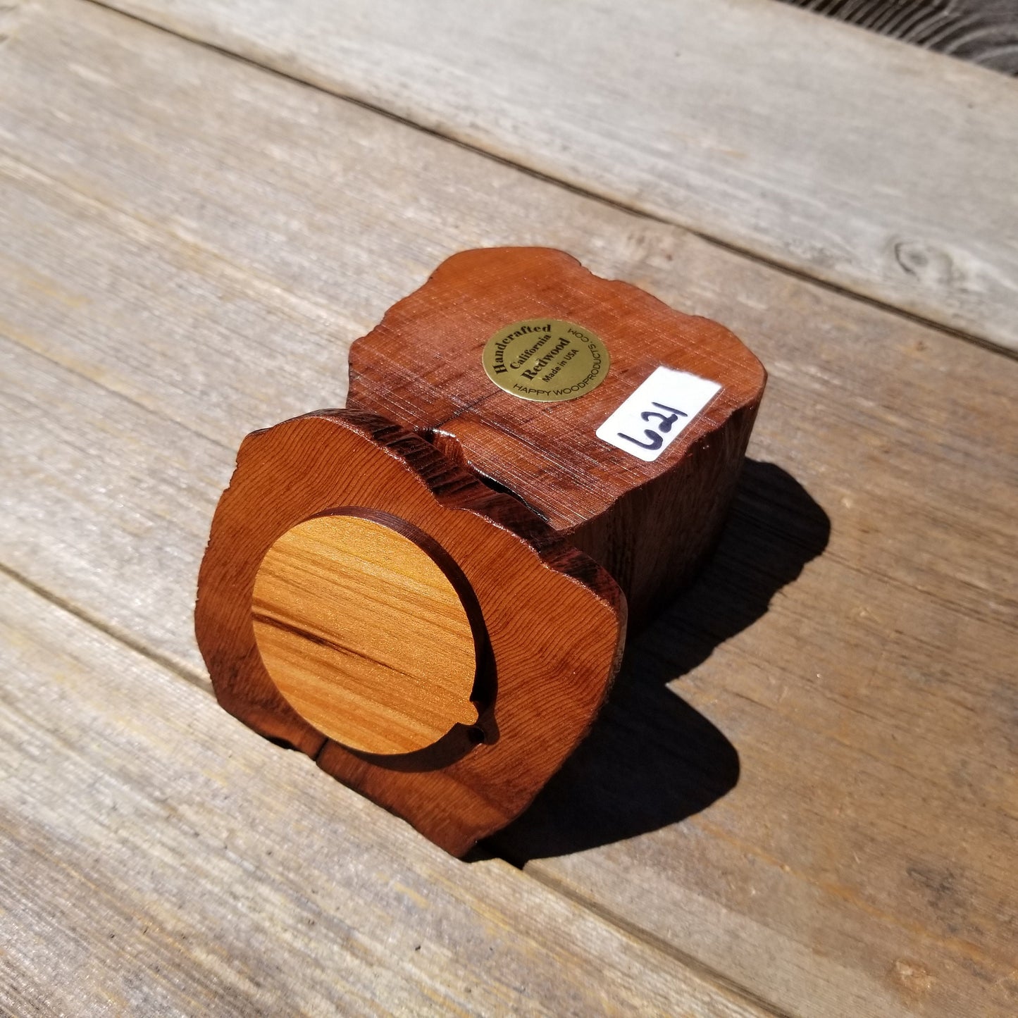 Wood Ring Box Redwood Rustic Handmade California #621 Storage Live Edge Mini Birthday Gift Christmas Gift Mother's Day Gift