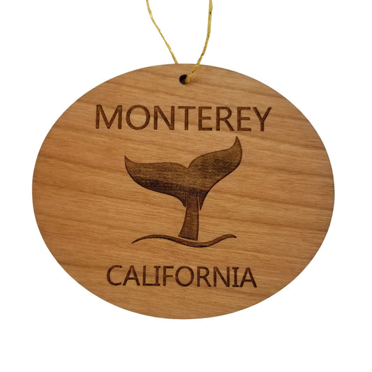 Monterey California Ornament - Handmade Wood Ornament - CA Whale Tail Whale Watching - Christmas Ornament 3 Inch