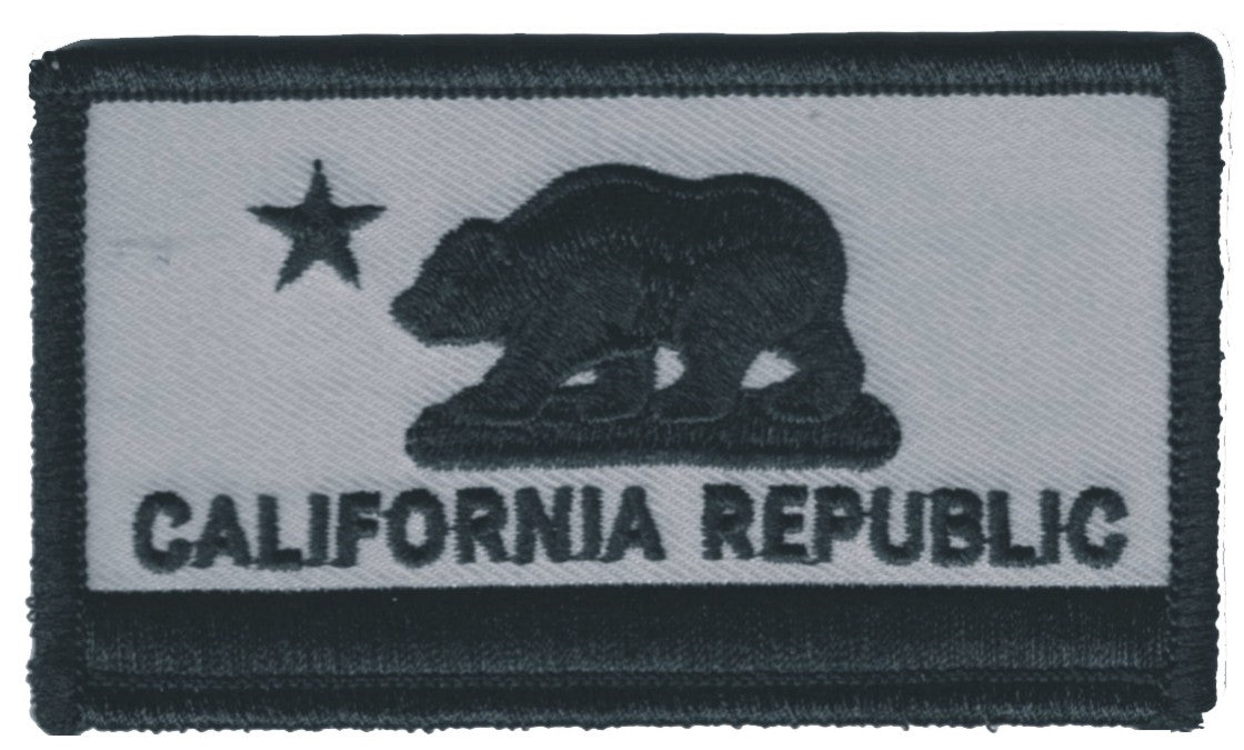 CALIFORNIA REPUBLIC flag grey on black uniform or souvenir embroidered patch