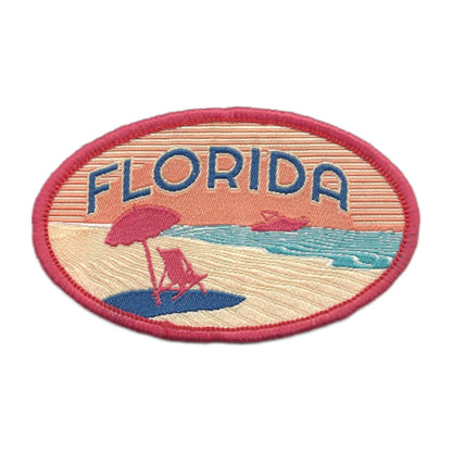 Florida Patch – Beach Scene FL The Sunshine State Travel Patch – Souvenir Patch – Embellishment Applique –  3" Iron On