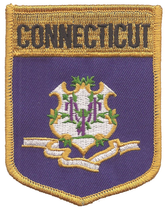 CONNECTICUT large flag shield embroidered patch for souvenir or uniform, CT