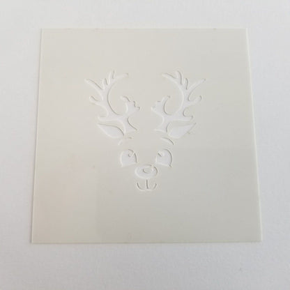 Reindeer Face Stencil Reusable Food Safe Cookie Decorating Craft Painting Christmas Winter Windows Signs Mylar Multiple Sizes