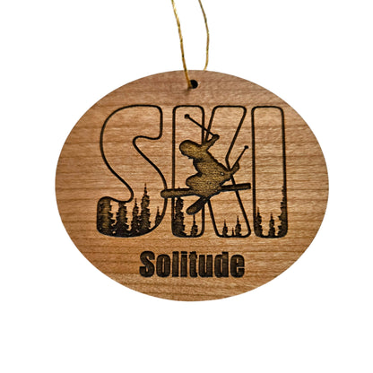 Solitude Utah Ski Ornament - Handmade Wood Ornament - UT Souvenir - Ski Skiing Skier Trees Christmas Travel Gift