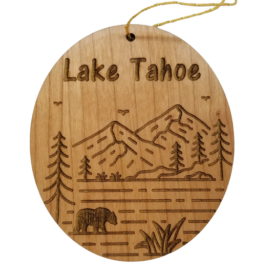 Wholesale Lake Tahoe Bear Mountains Trees Ornament Wood Souvenir