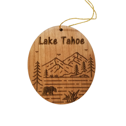 Wholesale Lake Tahoe Bear Mountains Trees Ornament Wood Souvenir