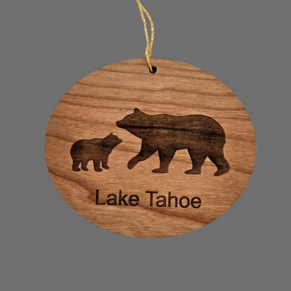 Wholesale Lake Tahoe Bear and Cub Ornament Wood Souvenir