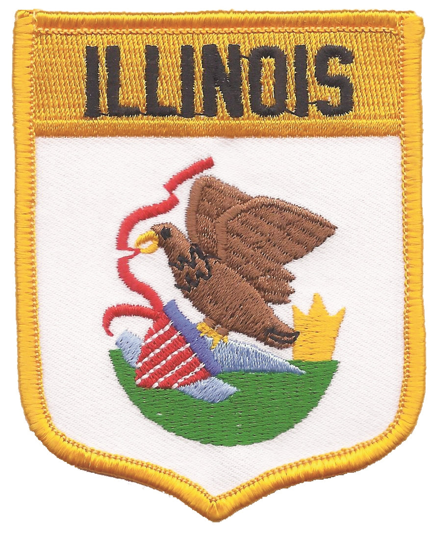 ILLINOIS large flag shield uniform or souvenir embroidered patch, IL