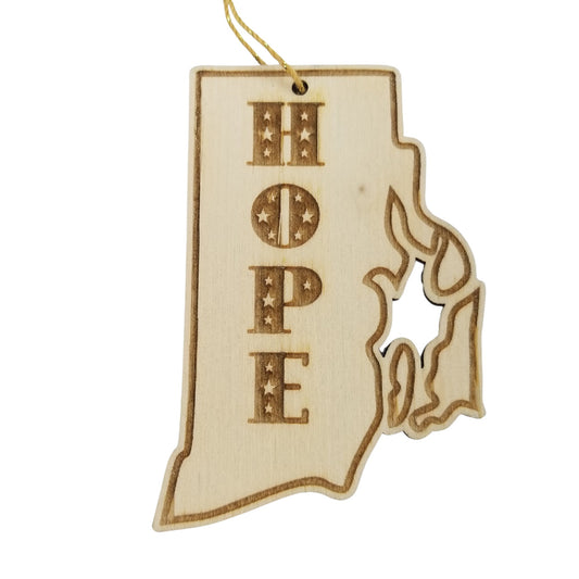 Wholesale Rhode Island Wood Ornament -  RI State Shape with State Motto Cutout Souvenir