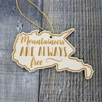 Wholesale West Virginia Wood Ornament - WV State Shape with State Motto - Handmade Woody)