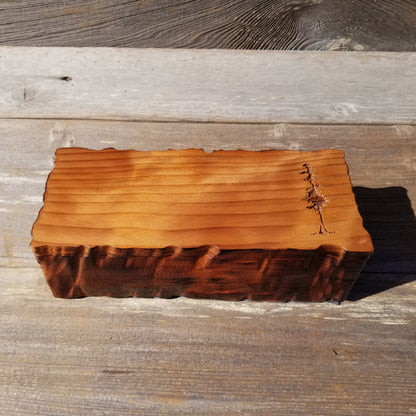 Handmade Wood Box with Redwood Tree Engraved Rustic Handmade Curly Wood #591 California Redwood Jewelry Box Storage Box