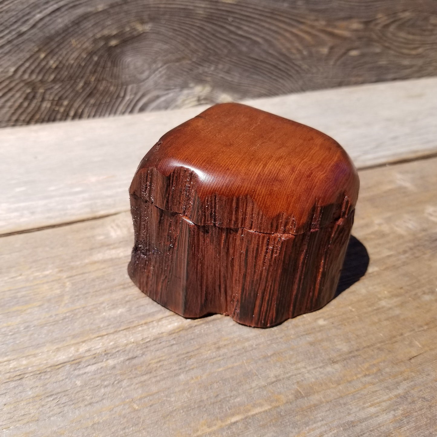 Wood Ring Box Redwood Rustic Handmade California #628 Storage Live Edge Mini Birthday Gift Christmas Gift Mother's Day Gift