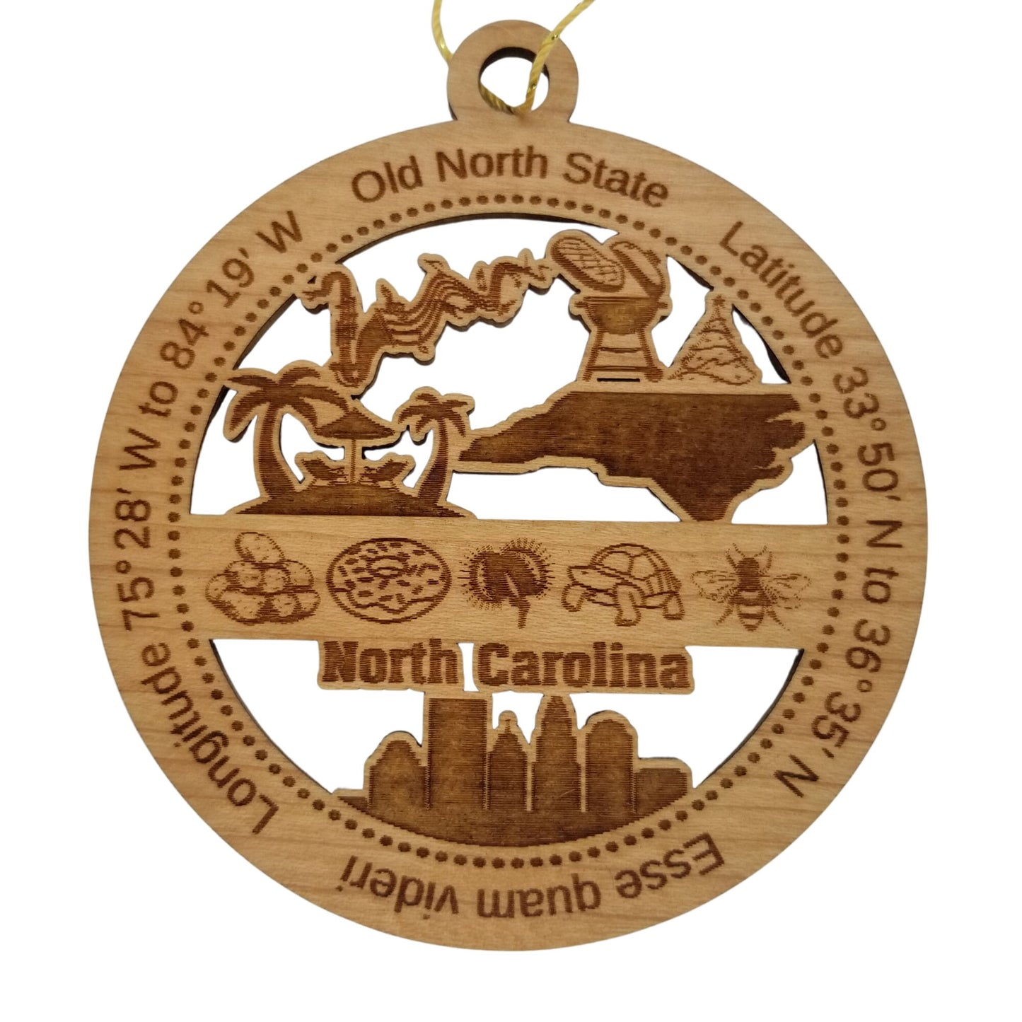 Wholesale North Carolina Wood Ornament - NC Souvenir - Handmade In The USA