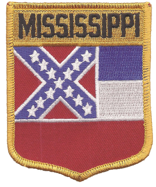 MISSISSIPPI large flag shield embroidered patch, ms