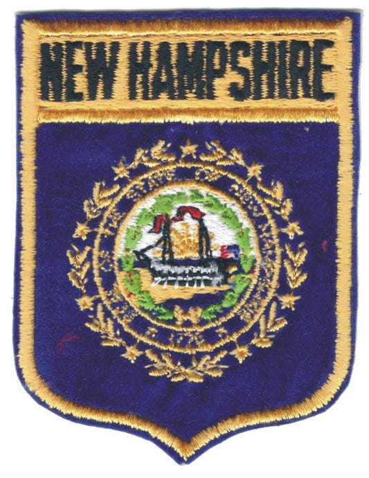 NEW HAMPSHIRE large flag shield uniform or souvenir embroidered patch, NH