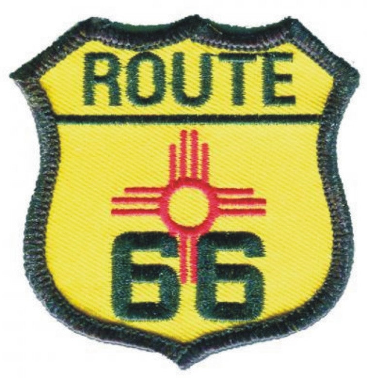 ROUTE 66 on New Mexico flag souvenir embroidered patch, NM