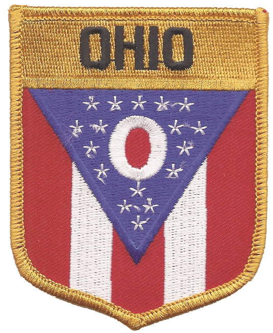 OHIO large flag shield uniform or souvenir embroidered patch, OH