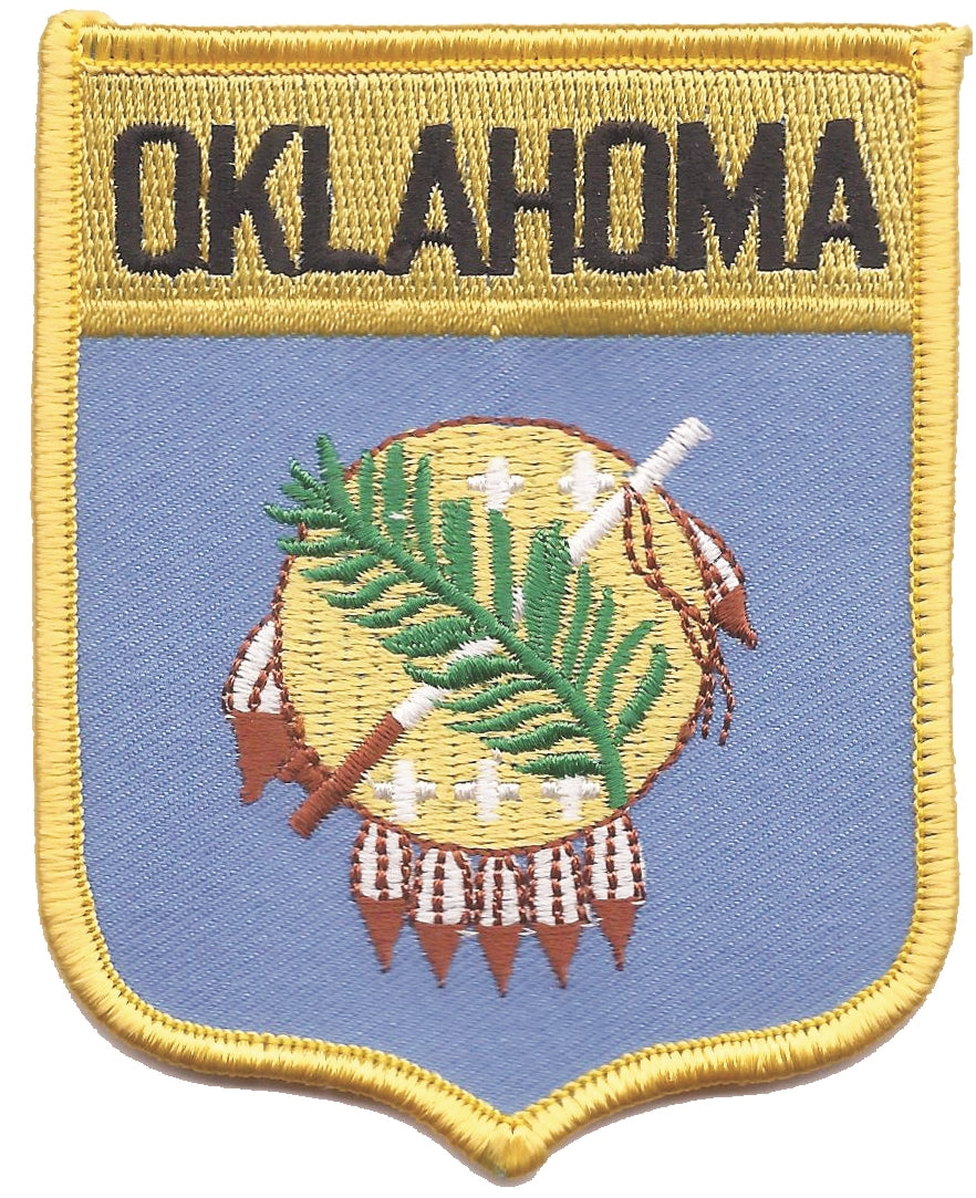 OKLAHOMA large flag shield uniform or souvenir embroidered patch, OK