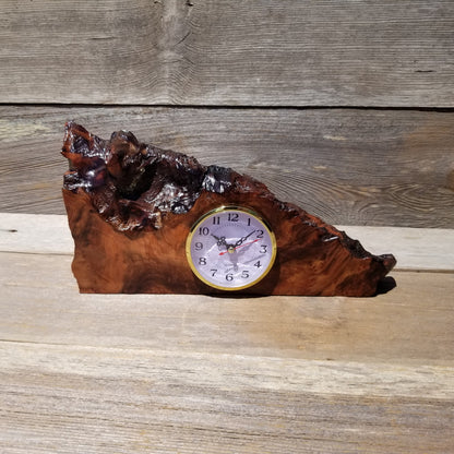 Redwood Wood Clock Redwood Burl Clock Table Shelf Mantle Desk Office #644 Sitting Wood Red Wood Anniversary Gift