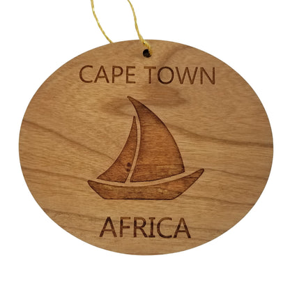 Cape Town Africa Ornament - Handmade Wood Ornament - Souvenir Sailing Sailboat - Christmas Ornament 3 Inch