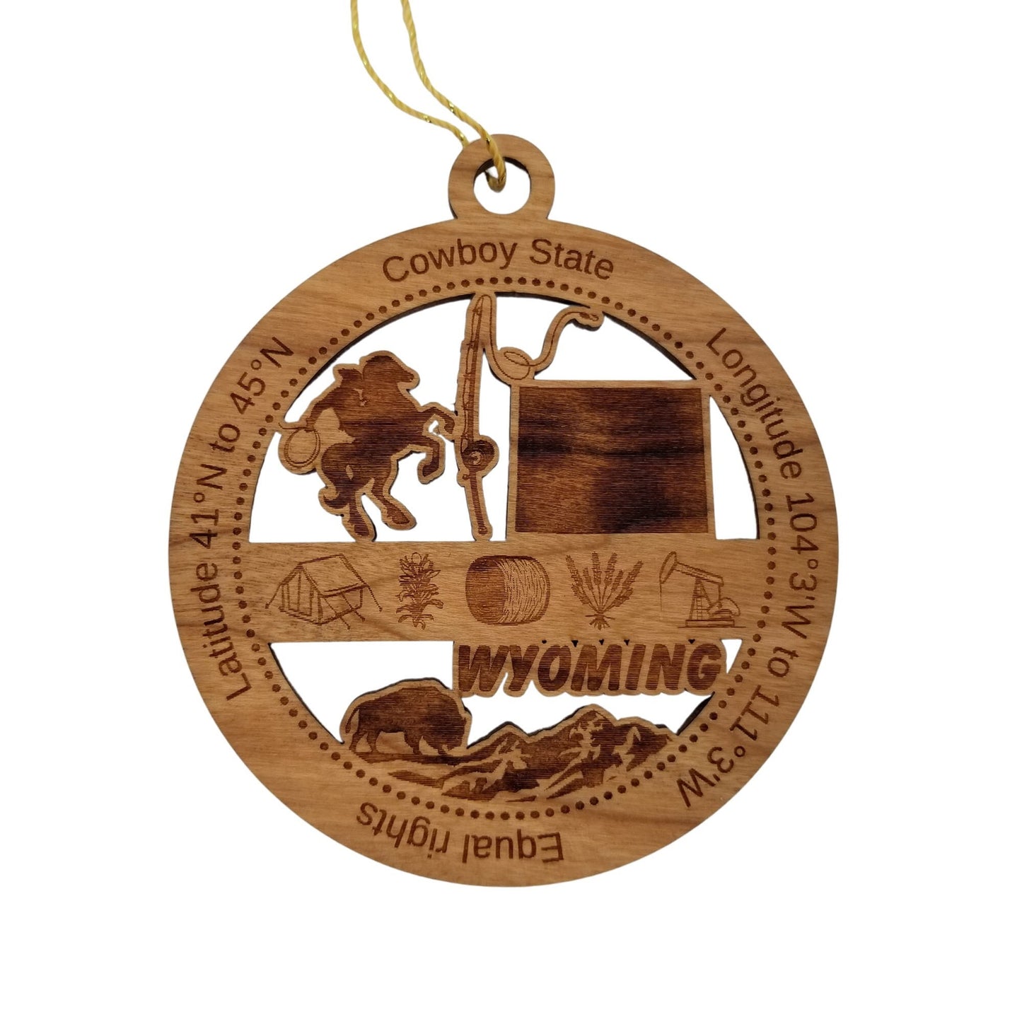 Wholesale Wyoming Wood Ornament - WY Souvenir - Handmade