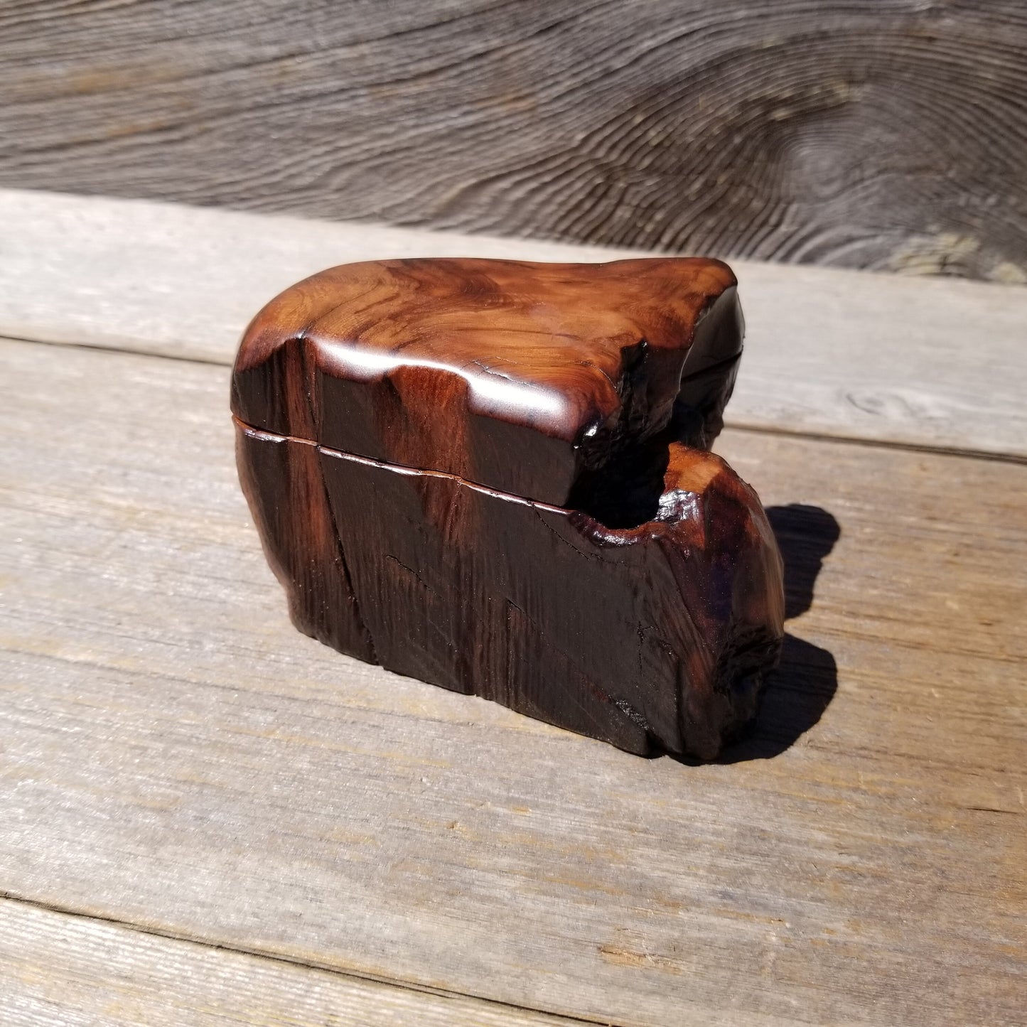 Wood Ring Box Redwood Rustic Handmade California #622 Storage Live Edge Mini Birthday Gift Christmas Gift Mother's Day Gift