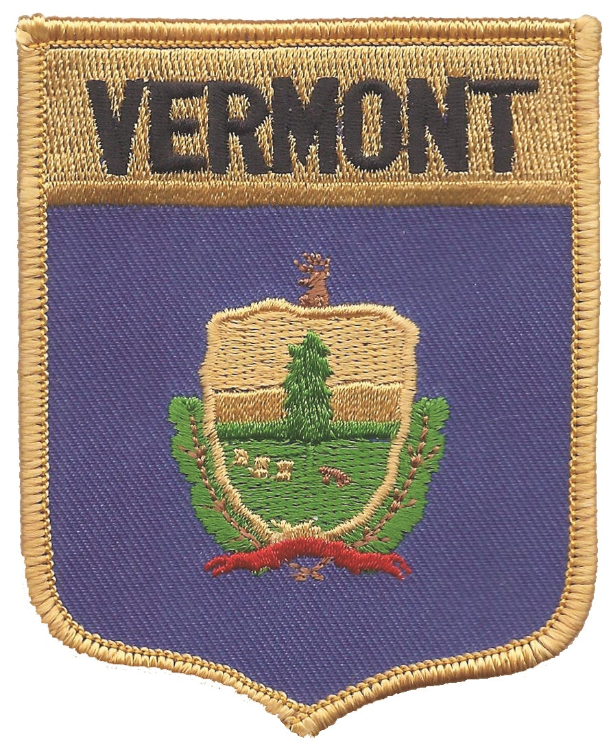 VERMONT large flag shield uniform or souvenir embroidered patch, VT