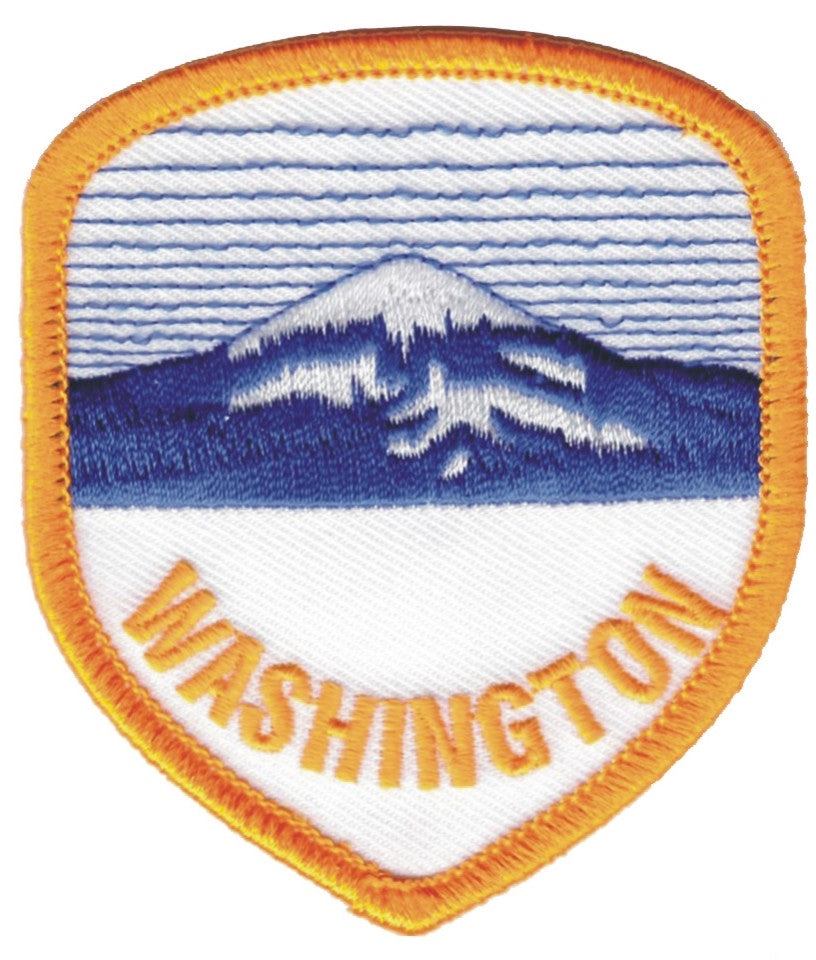 WASHINGTON mountain shield souvenir embroidered patch, WA