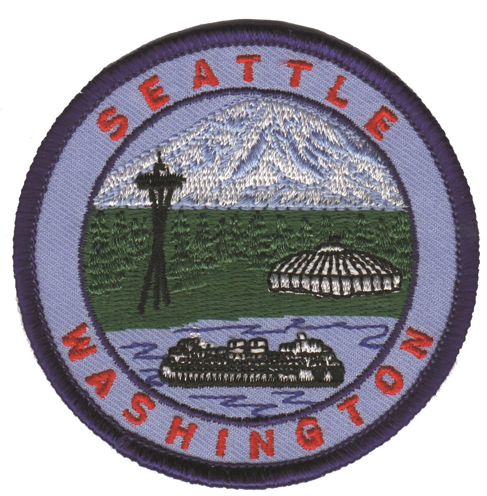 SEATTLE WASHINGTON  ferry, mtn, needle souvenir embroidered patch