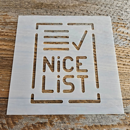 Nice List Stencil Reusable Cookie Decorating Craft Painting Windows Signs Mylar Many Sizes Christmas Winter Santas Nice List