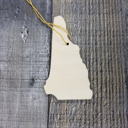 Wholesale New Hampshire Wood Ornament -  NH State Shape with State Motto Souvenir